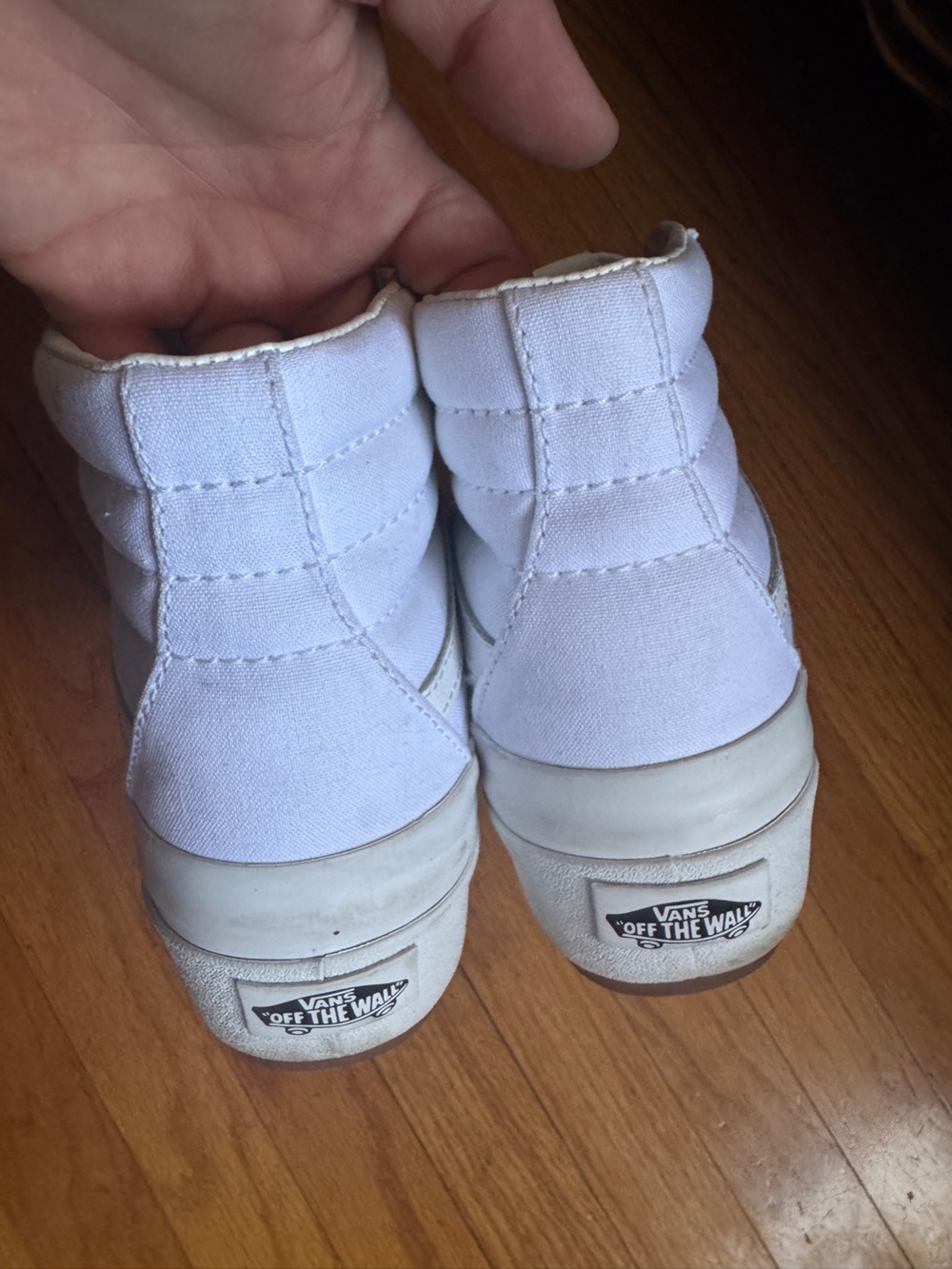 Vans Sk8-Hi Stacked Platform High Top Sneakers White Canvas Women’s 6.5 - Picture 5 of 11